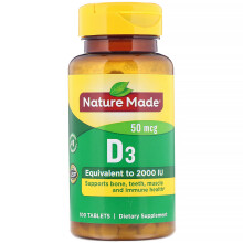 Nature Made, Vitamin D3, 50 mcg, 100 Tabletten