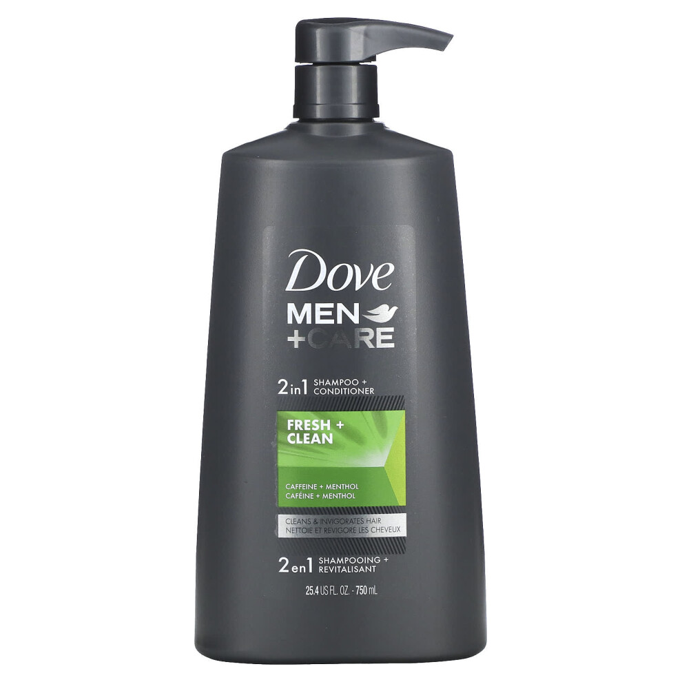 Dove, Men+Care, 2 in 1 Shampoo + Conditioner, Fresh & Clean, 25.4 fl oz (750 ml)