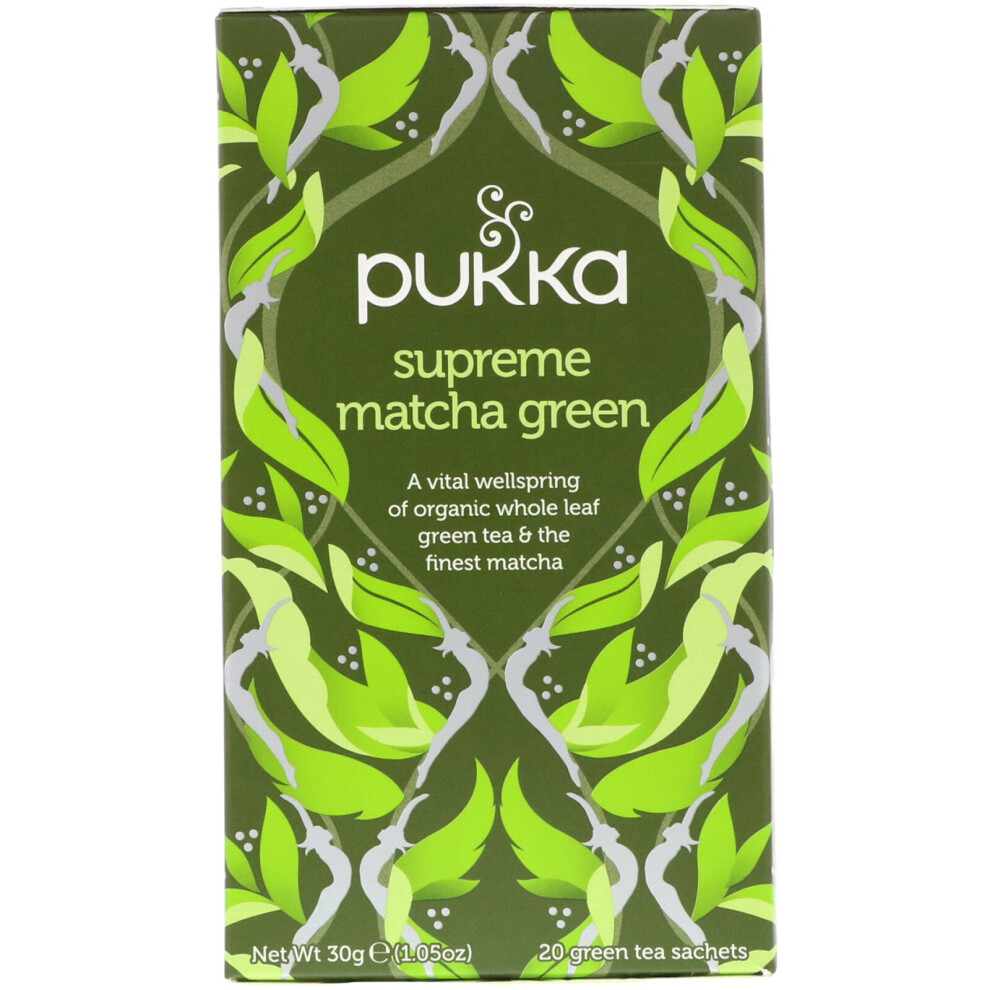 Pukka Herbs, Supreme Matcha Green, 20 Green Tea Sachets, 1.05 oz (30 g)