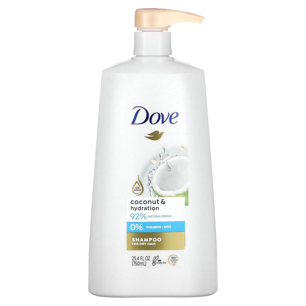 Dove, Coconut & Hydration Shampoo, 25.4 Fl Oz (750 ml)