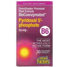 Natural Factors, BioCoenzymated, B6, Pyridoxal-5'-Phosphat, 50 mg, 30 vegetarische Kapseln