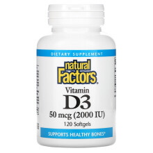 Natural Factors, Vitamin D3, 50 mcg (2.000 IE), 120 Softgels