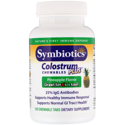 Symbiotics, Colostrum Plus à Croquer, Ananas, 120 Comprimés à Croquer