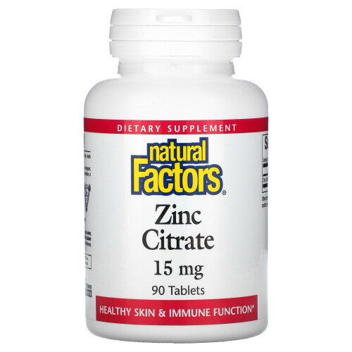 Natural Factors, Citrate de Zinc, 15 mg, 90 Comprimés