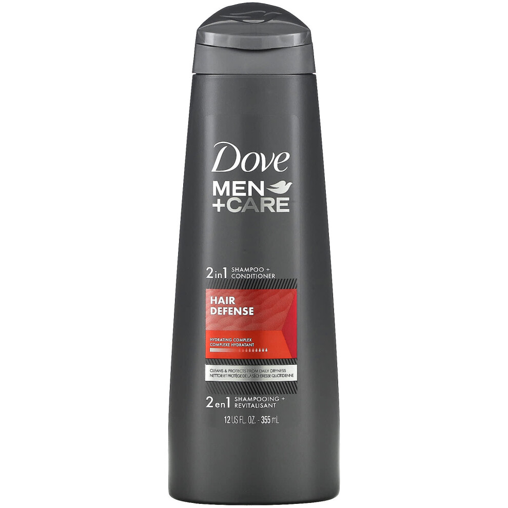 Dove , Men+Care, 2-In-1 Shampoo + Conditioner, Hair Defense, 12 Fl Oz (355 Ml)