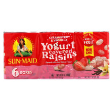 Sun-Maid, Joghurtüberzogene Rosinen, Erdbeere & Vanille, 6 Boxen, je 1 Unze (28,3 g)