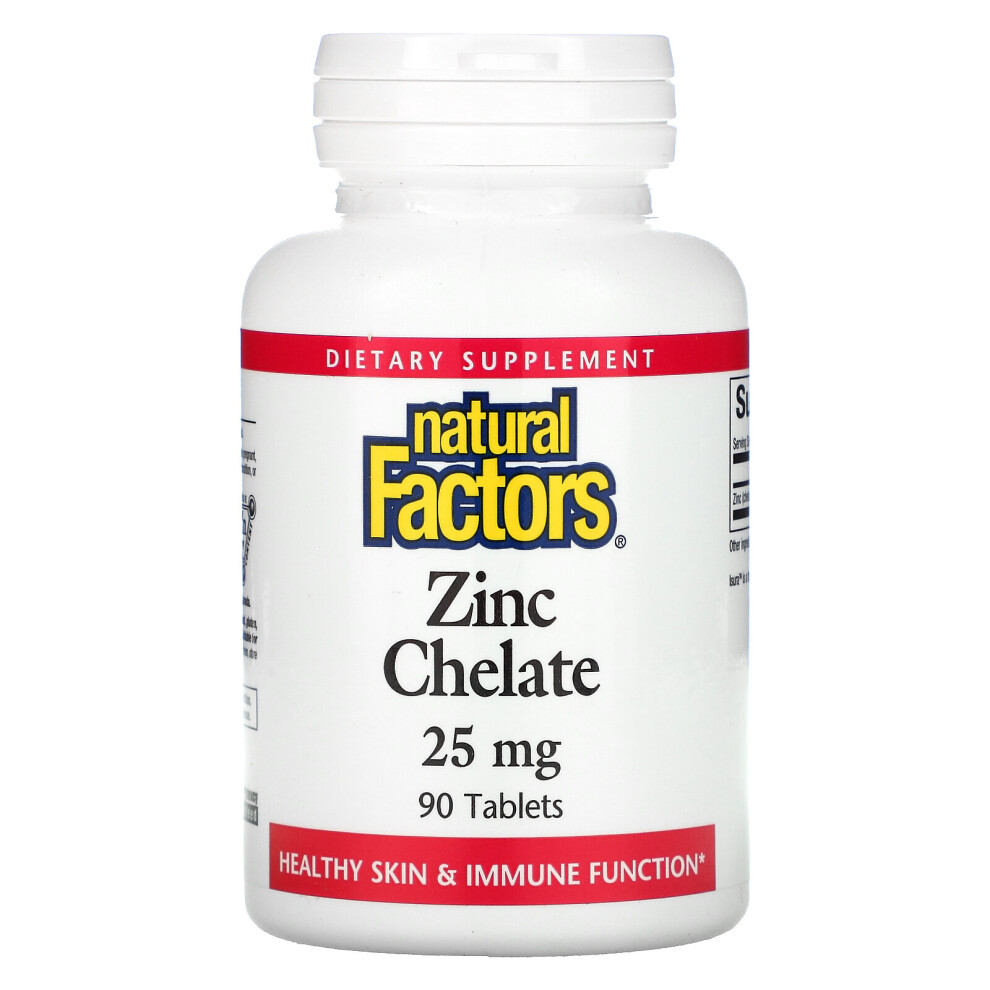 Natural Factors , Zinc Chelate, 25 Mg, 90 Tablets