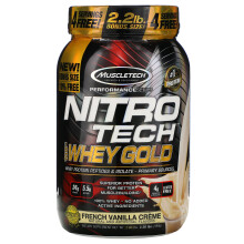 MuscleTech, Nitro Tech, Whey Gold 100 %, Crème Vanille Française, 2 lb (907 g)
