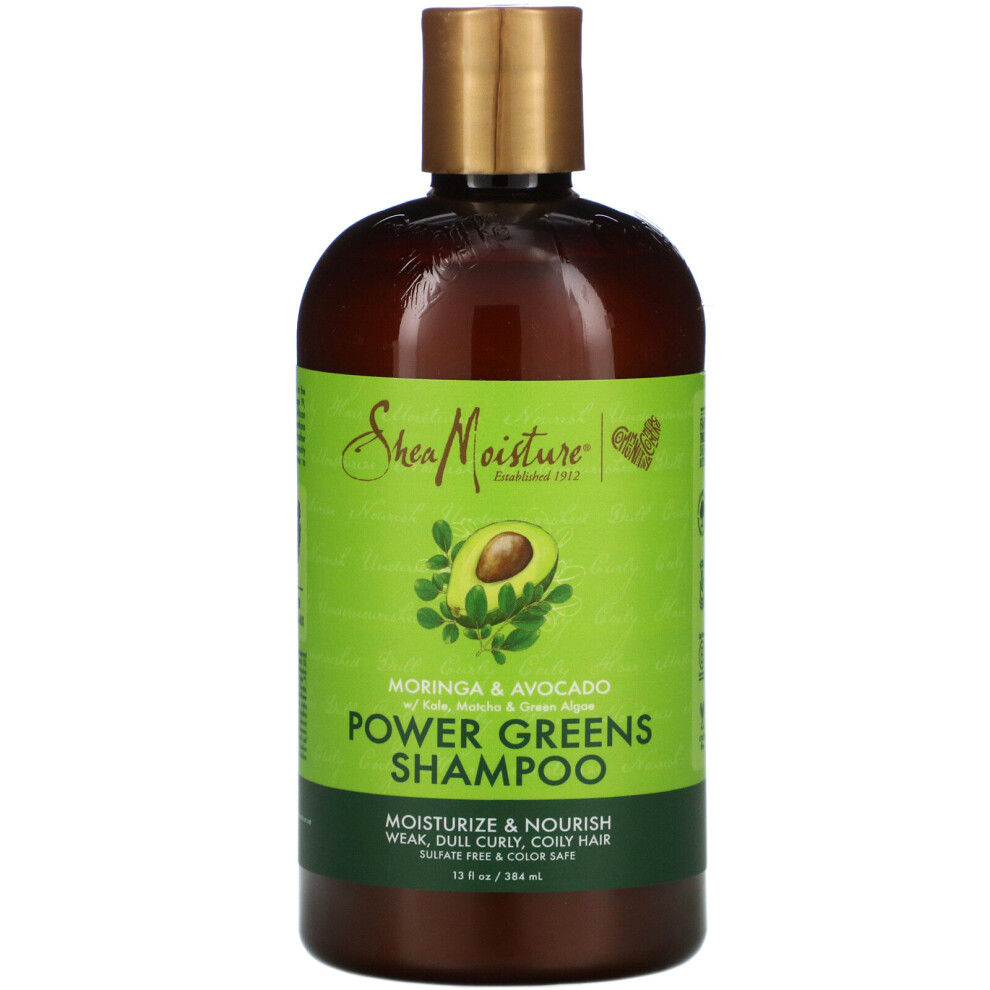 Shea Moisture Sheamoisture, Power S Shampoo, Moringa & Avocado, 13 Fl Oz (384 Ml) Green