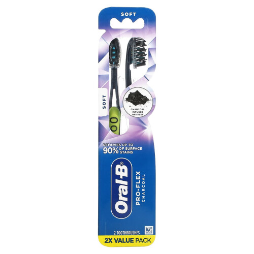 Oral-B Oral-B, Pro-Flex Charcoal Toothbrush, Soft, 2 Pack