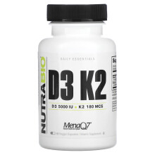 NutraBio, D3 K2, 60 pflanzliche Kapseln