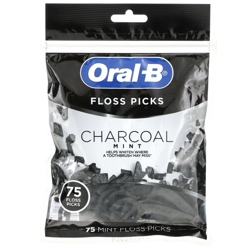 Oral-B Oral-B, Floss Picks, Charcoal Mint, 75 Floss Picks