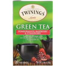 Twinings, Aromatisierter Grüntee, Granatapfel, Himbeere & Erdbeere, 20 Teebeutel, 1,06 oz (30 g)