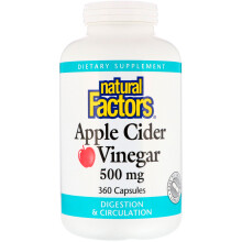 Natural Factors, Fermentierter Apfelessig, 500 mg, 360 Leicht zu schluckende Kapseln
