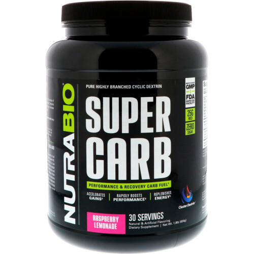 NutraBio, Super Carb, Himbeer-Limonade, 1,8 lb (834 g)