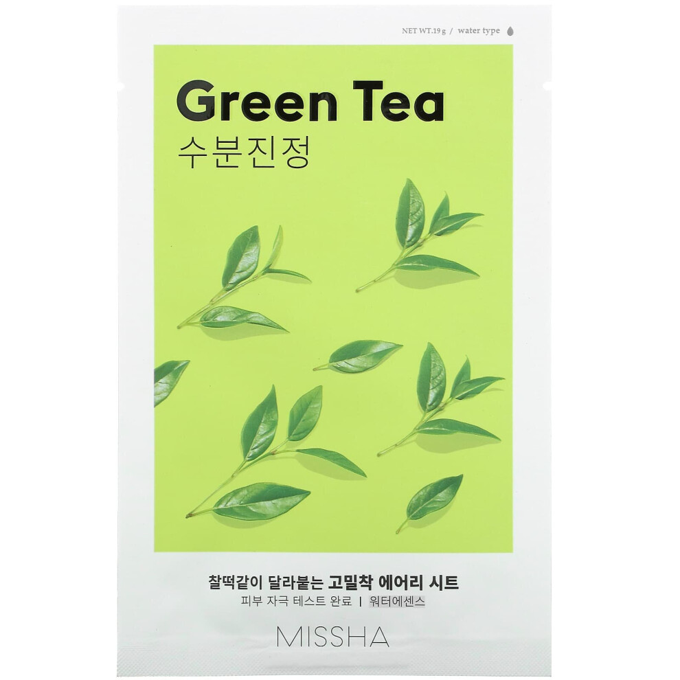 Missha Green Airy Fit Beauty Sheet Mask, Tea, 1 Sheet, 19 G