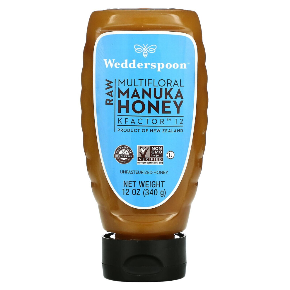 Wedderspoon , Raw, Multifloral Manuka Honey, Kfactor 12, 12 Oz (340 G)