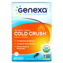 Genexa, Cold Crush, Nicht Schläfrig Organisch Erkältung & Husten, Organische Acai-Beere, 60 Kautabletten