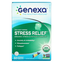Genexa, Stress, Organisches Stress- & Müdigkeits-Formel, Vanille & Lavendel, 60 Kautabletten