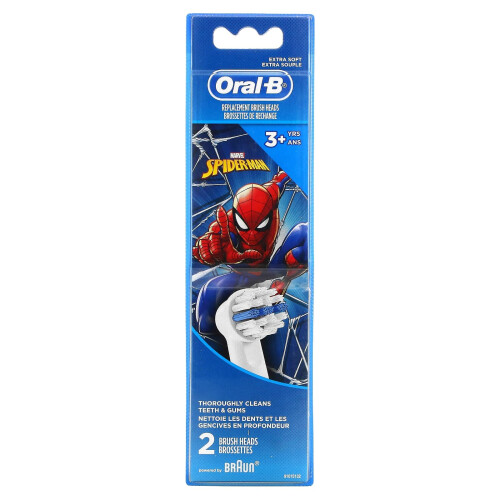 Oral-B Oral-B, Replacement Brush Heads, Extra Soft, 3+ Yrs, Spiderman, 2 Pack