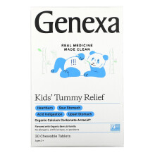 Genexa, Soulagement du Ventre pour Enfants, 2-11 Ans, Baies et Vanille Biologiques, 30 Comprimés à Croquer