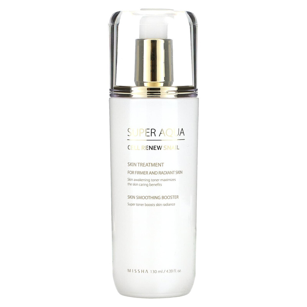 Missha , Super Aqua, Cell Renew Snail Skin Treatment, 4.39 Fl Oz (130 Ml)