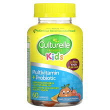 Culturelle, Probiotiques pour Enfants, Multivitamine + Probiotique, Pêche-Orange et Baies Mixtes, 60 Gommes