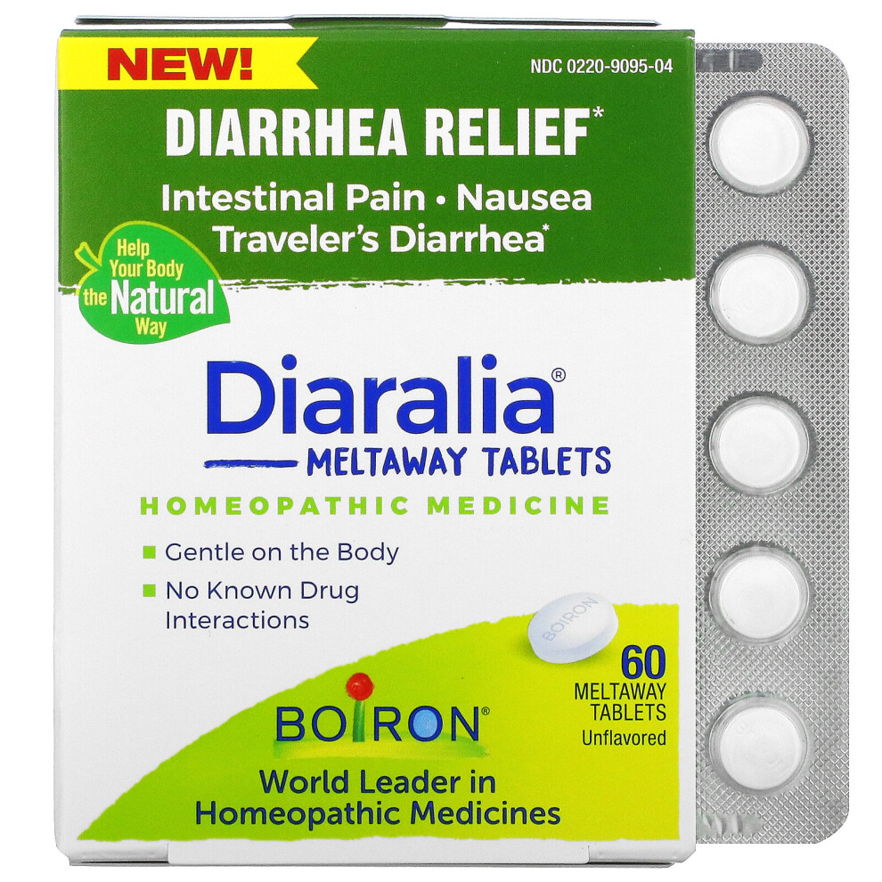 Boiron , Diaralia, Diarrhea Relief, Unflavored, 60 Meltaway Tablets