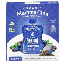 Mamma Chia, Compressé Biologique de Chia Prébiotique, Myrtille et Açaï, 4 Compressés, 3,5 oz (99 g) Chacun