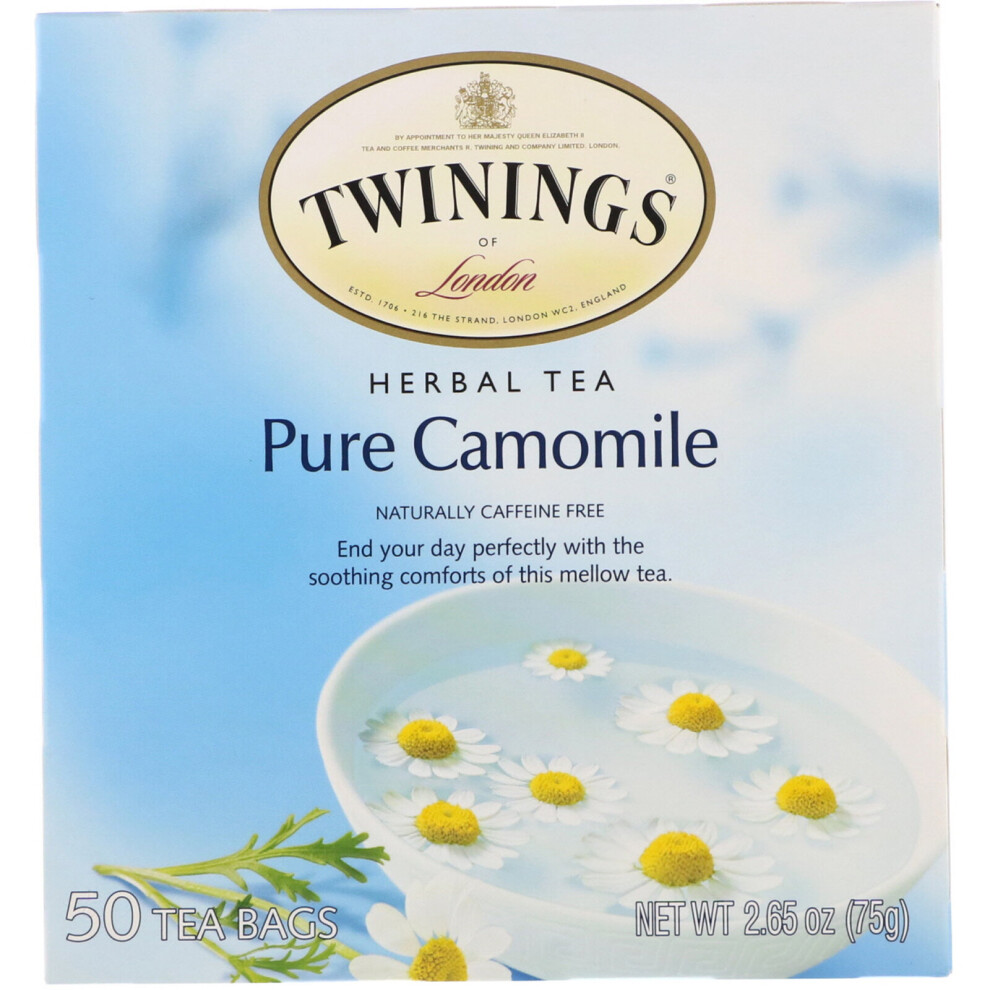 Twinings , Herbal Tea, Pure Camomile, Caffeine Free, 50 Tea Bags, 2.65 Oz (75 G)