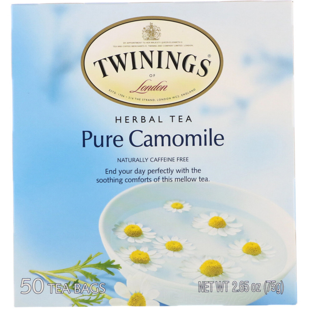 Twinings, Herbal Tea, Pure Camomile, Caffeine Free, 50 Tea Bags, 2.65 oz (75 g)