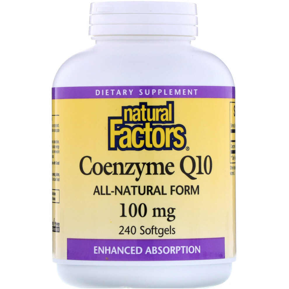 Natural Factors , Coenzyme Q10, 100 Mg, 240 Softgels