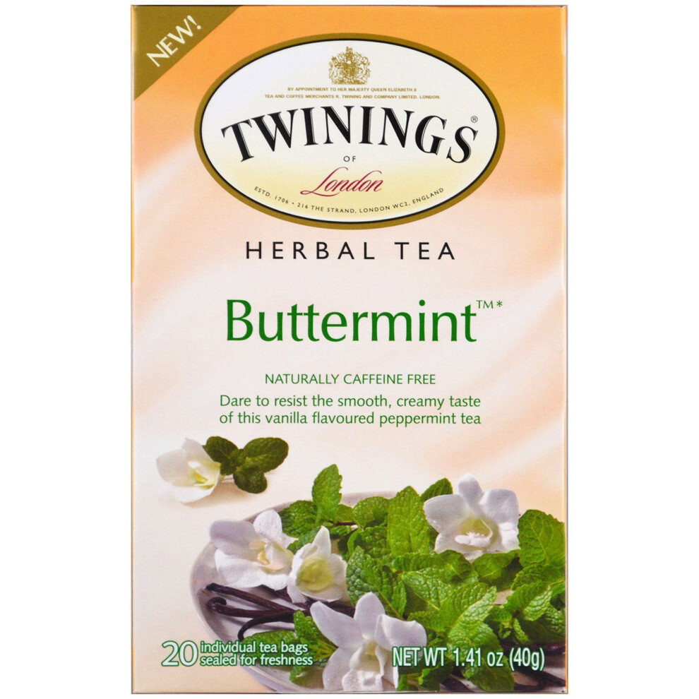 Twinings , Herbal Tea, Buttermint, Caffeine Free 20 Individual Tea Bags, 1.41 Oz (40 G)