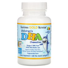 California Gold Nutrition, Children's DHA Chewables, 100% Wild Arctic Cod, Strawberry-Lemon Flavor, 180 Fish Gelatin Softgels