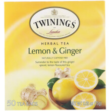 Twinings, Infusion, Citron & Gingembre, Sans Caféine, 50 Sachets, 2,65 oz (75 g)