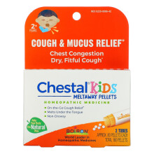 Boiron, Chestal Kids Schmelztabletten, Husten- & Schleimlinderung, 4+ Jahre, 2 Röhrchen, Ca. 80 Pellets pro Röhrchen