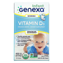 Genexa, Infant Vitamin D3, Newborn+, Organic Vanilla , 400 IU, 90 Drops, 0.10 fl oz (3 ml)