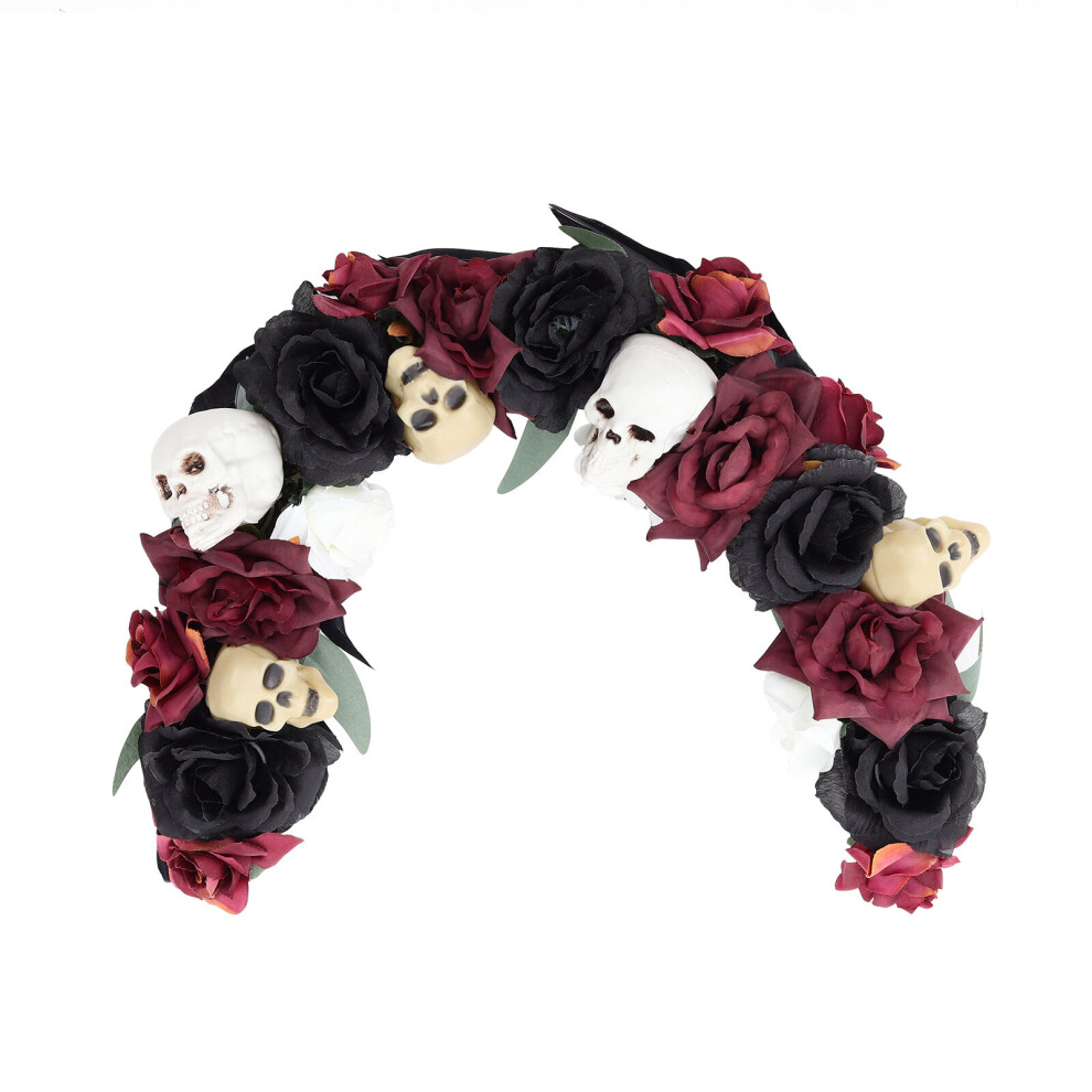 Living And Home Scary Prelit Skull Halloween Arch Wreath Home Decoration Red/Black