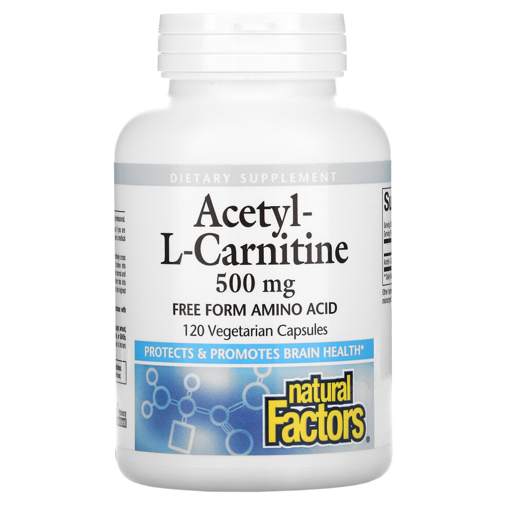 Natural Factors , Acetyl-L-Carnitine, 500 Mg, 120 Vegetarian Capsules