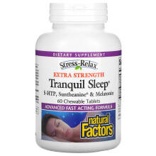 Natural Factors, Stress-Entspannung, Ruhiger Schlaf, Extra Stärke, 60 Kautabletten