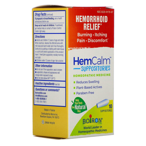 Boiron, HemCalm Suppositories, Hemorrhoid Relief, 10 Suppositories 1