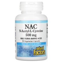 Natural Factors, NAC, N-Acetyl-L-Cystein, 500 mg, 90 Vegetarische Kapseln