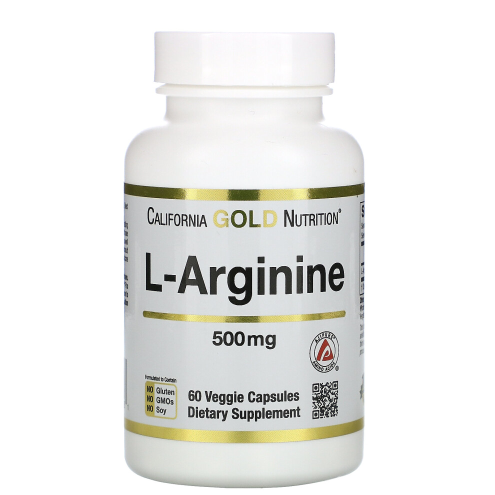 California Gold Nutrition Gold California Nutrition, L-Arginine, Ajipure, 500 Mg, 60 Veggie Capsules