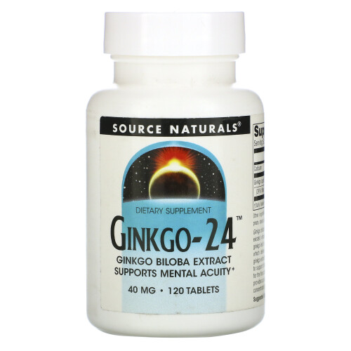 Source Naturals, Ginkgo-24, 40 mg, 120 Comprimés