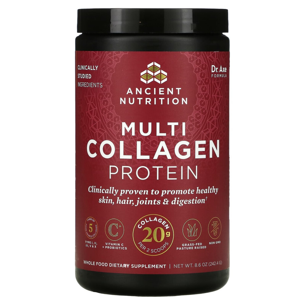 Dr. Axe / Ancient Nutrition , Multi Collagen Protein, Unflavored, 8.6 Oz (242.4 G)
