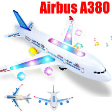 Airbus A380 Kids Plane Toy with LED Lights & Music, Auto Bump & Go, Safe ABS Plastic, Realistic Design, Perfect Gift for 3+