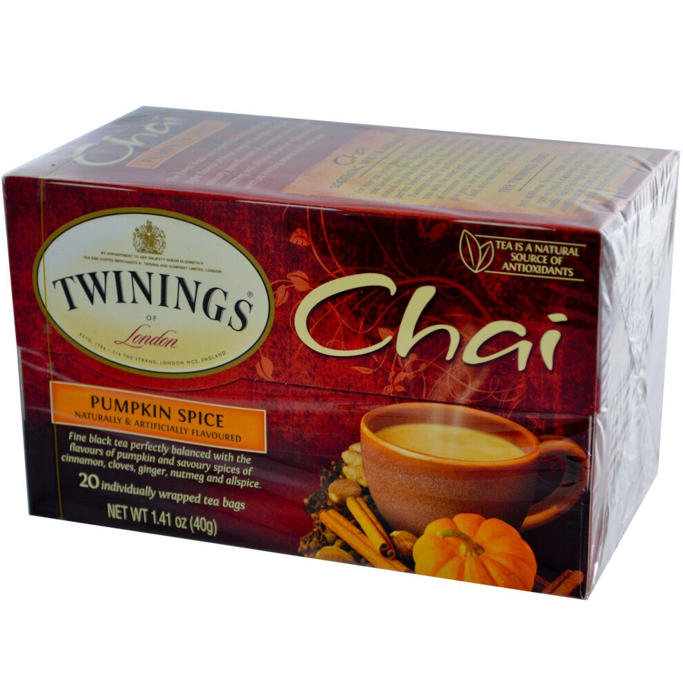 Twinings , Chai, Pumpkin Spice, 20 Tea Bags, 1.41 Oz (40 G)
