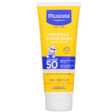 Mustela, Bebê, Protetor Solar Mineral, Face + Corpo, FPF 50, 3,38 fl oz (100 ml)