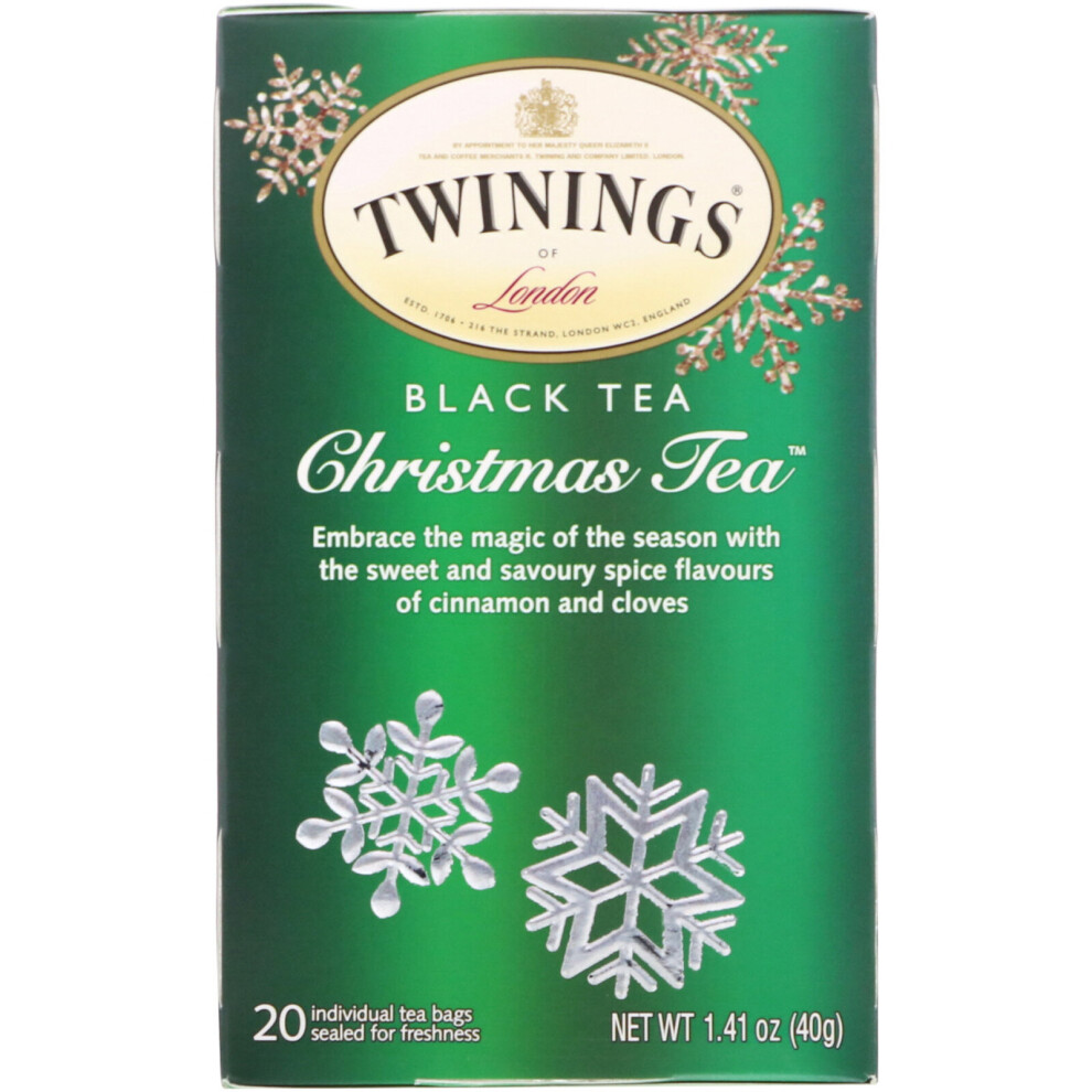 Twinings Tea, Christmas Tea, 20 Tea Bags, 1.41 Oz (40 G) Black