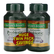 Nature's Bounty, Probiotique Acidophilus, Double Pack, 100 Comprimés Chacun